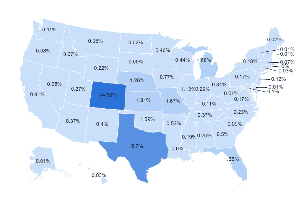 Datafy Share of Trips by State Map
